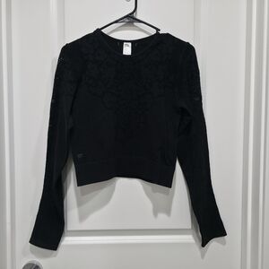 Fabletics Black Long Sleeve Crop Top